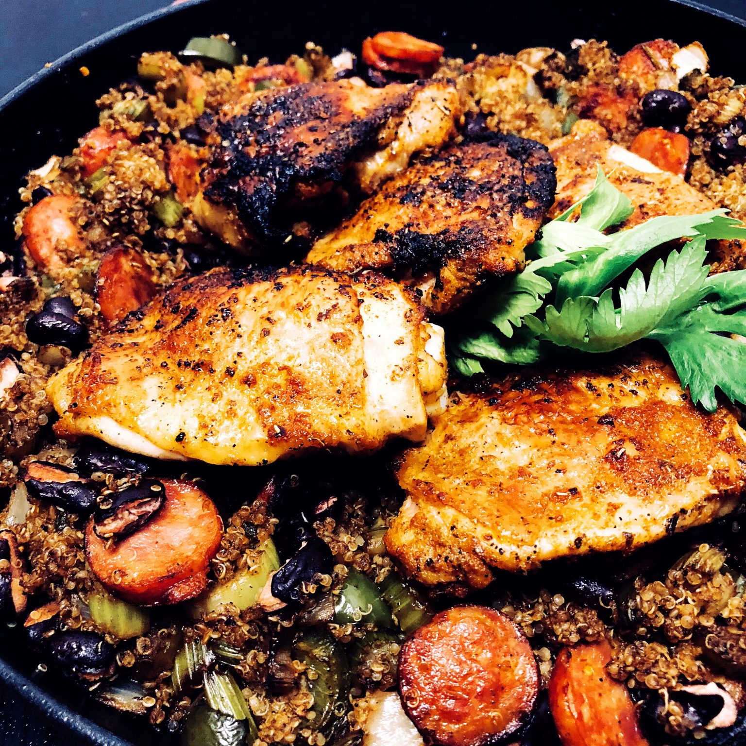 “Dirty Quinoa” & Red Beans with Chicken & Andouille Sausage