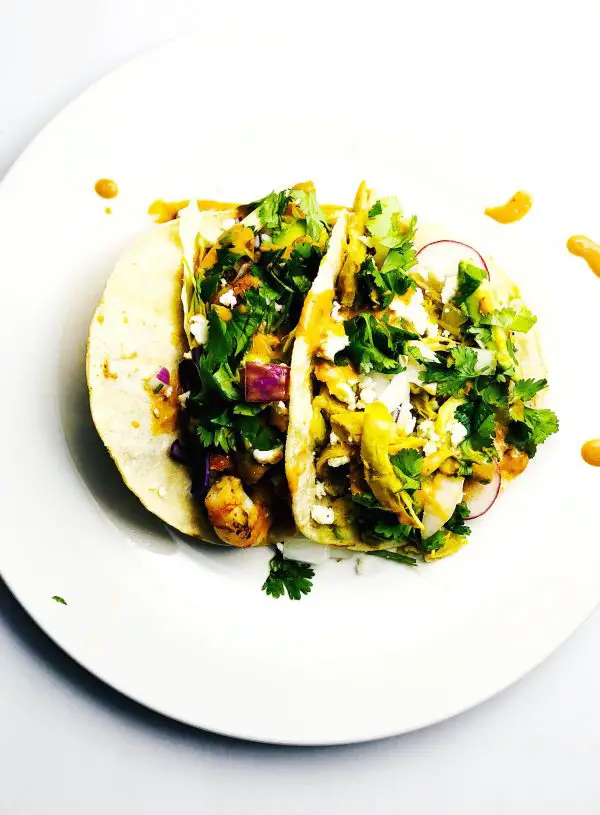 street tacos with chipotle aioli.