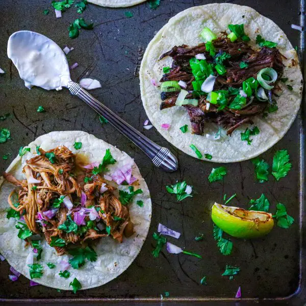 braised short rib tacos and adobo chicken tacos on www.thedanareneeway.com