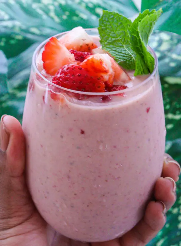 strawberry vanilla protein smoothie.