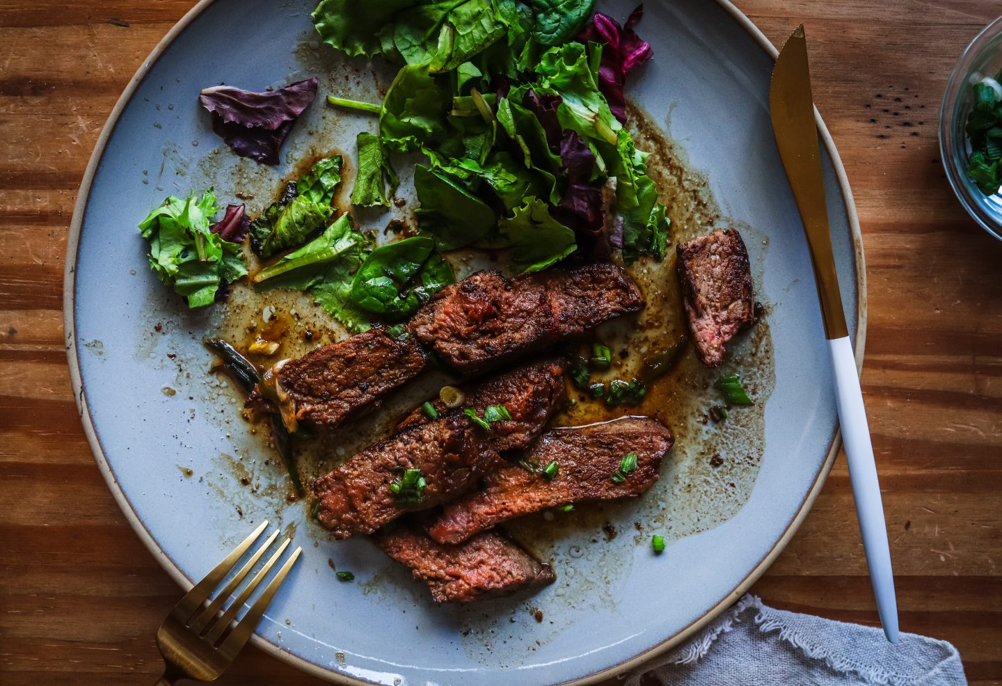 steak au poivre with a dashi pan sauce