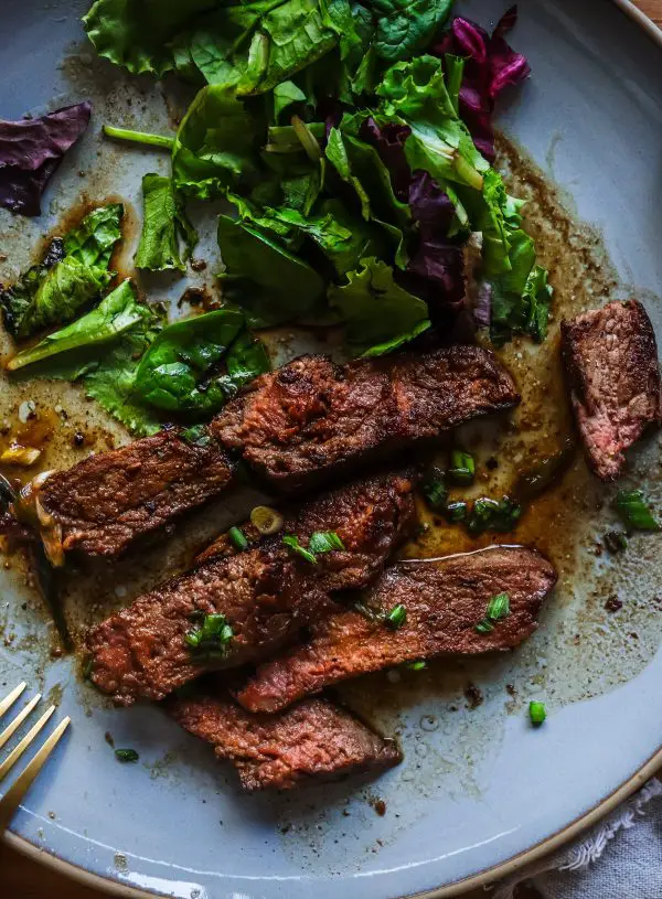 steak au poivre with a dashi pan sauce