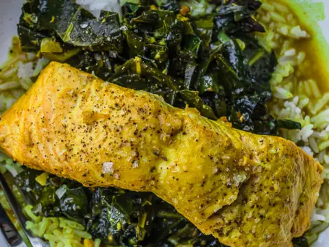 Collards salmon 2024 and potato